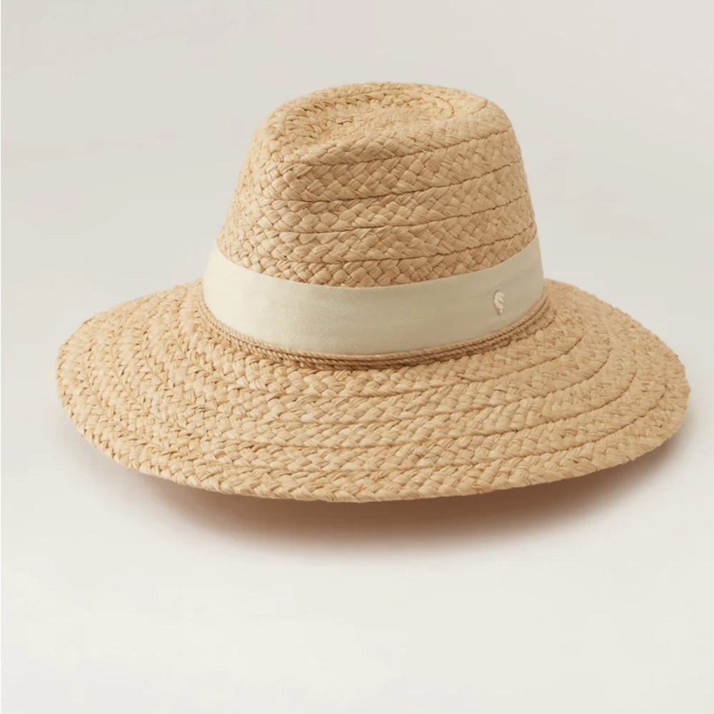 Helen Kaminski LEONI Wide Brim Straw Hat with Creme Band - Natural